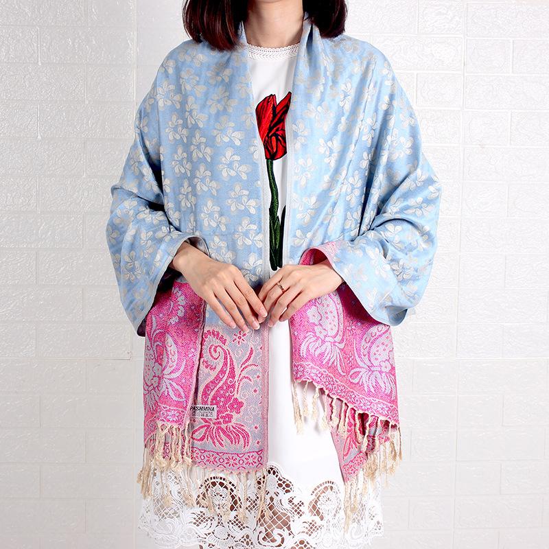 Scarf Women's Autumn and Winter Extended Women's Cotton and Linen Jacquard Tassel Air Conditioning Shawl Sunscreen Long Towel