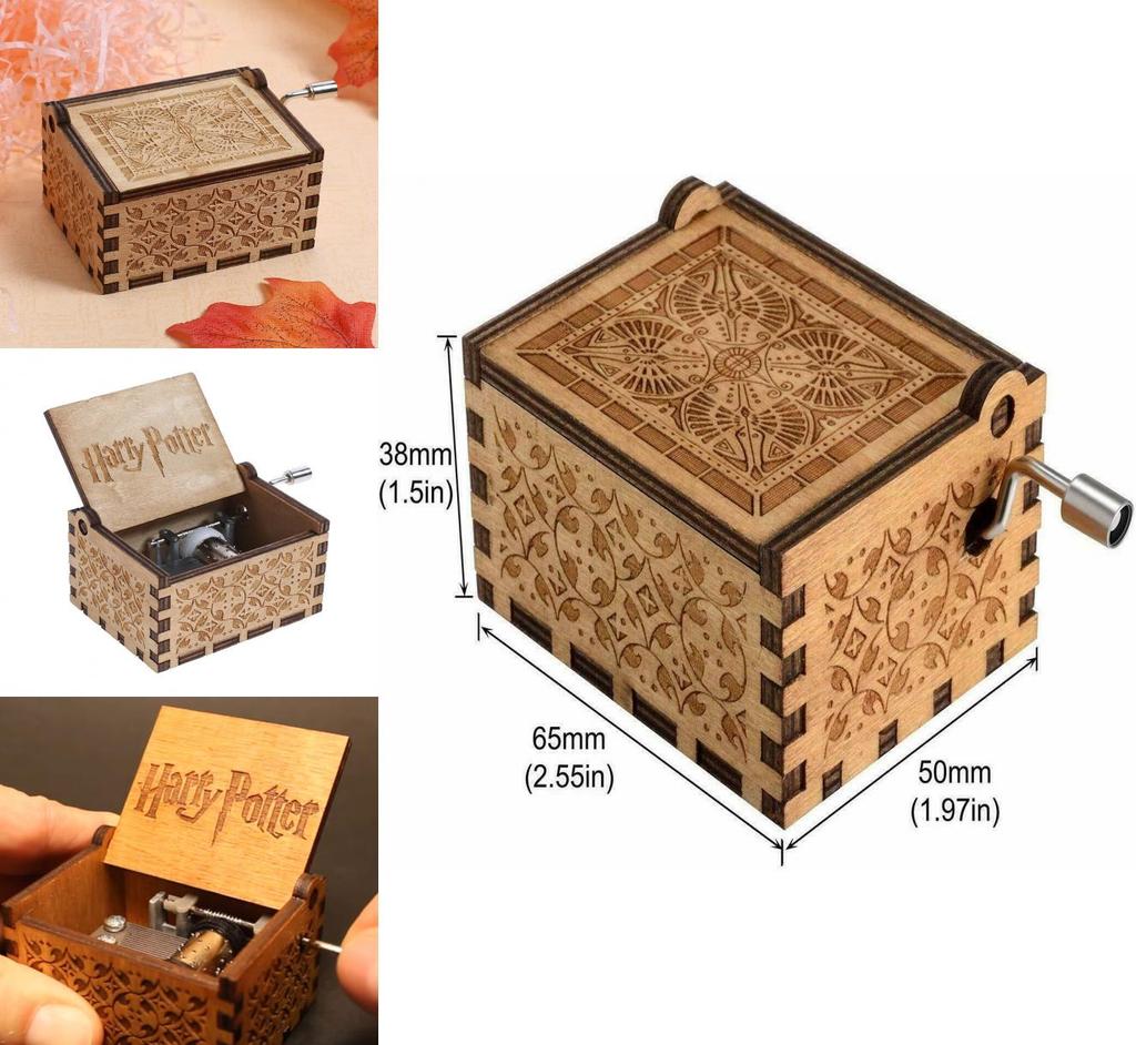 Harry Potter Engraved Wooden Music Box Vintage Storage Box Design
