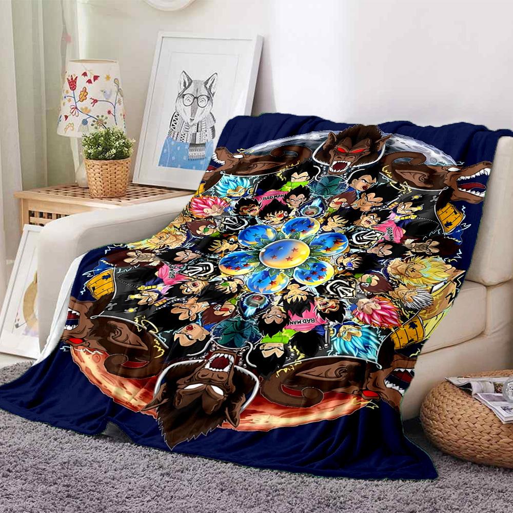 1pc Dragon Ball Z Flannel Blanket [Cozy Throw Blanket] For Sofa, Bed, Travel, Camping, Livingroom, Office, Couch, Chair, And Bed