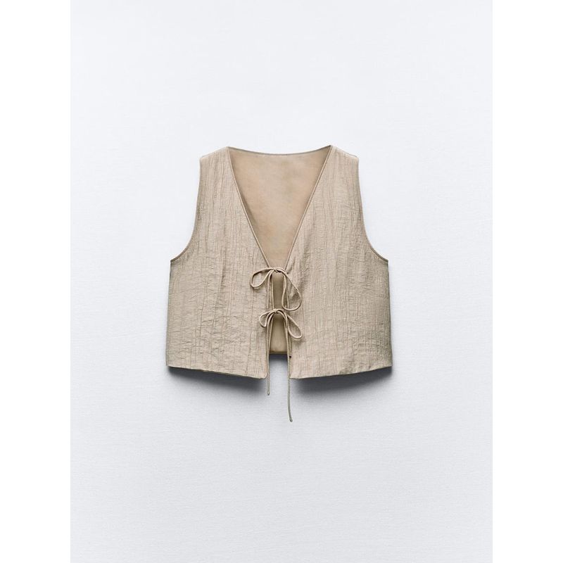 Za2024 Summer New Product Women's Clothes Shoelace Vest 8338772 753 Textured Dress 4764409 753