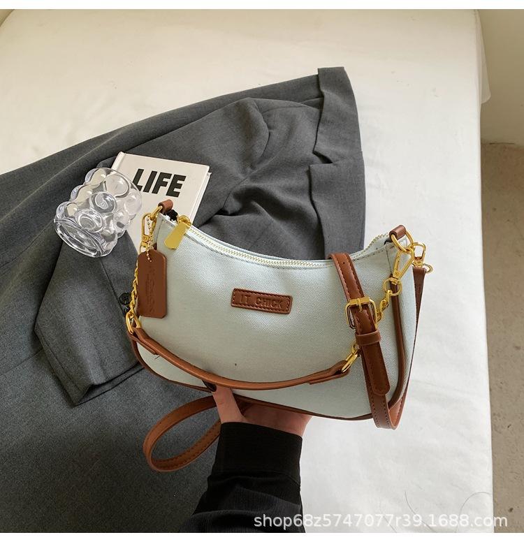 Denim underarm bag women's bag 2025 new fashion niche high sense shoulder bag Internet celebrity dumpling bag messenger bag