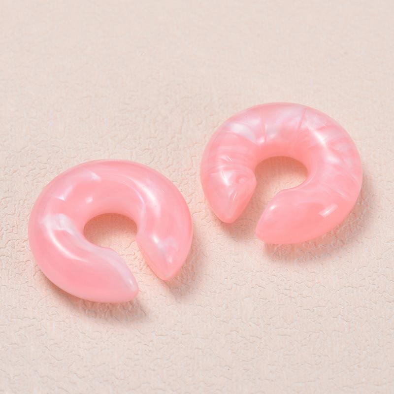 1 Pair Simple Smooth Circle Round Ear Clip On Earrings For Women C Shape Resin Without Piercing Fake Cartilage Ear Cuff Jewelry