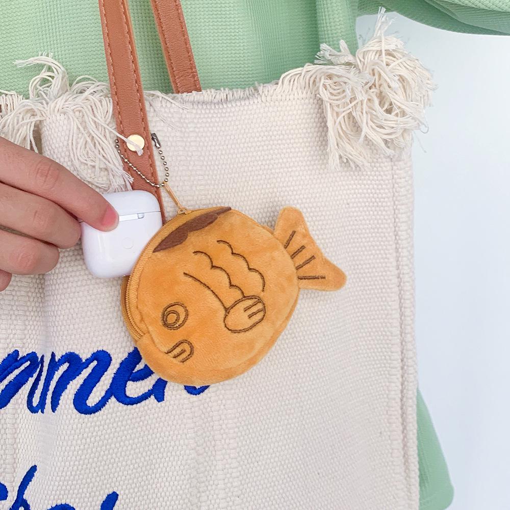 Cartoon Taiyaki Plush Coin Purse & Data Cable Bag