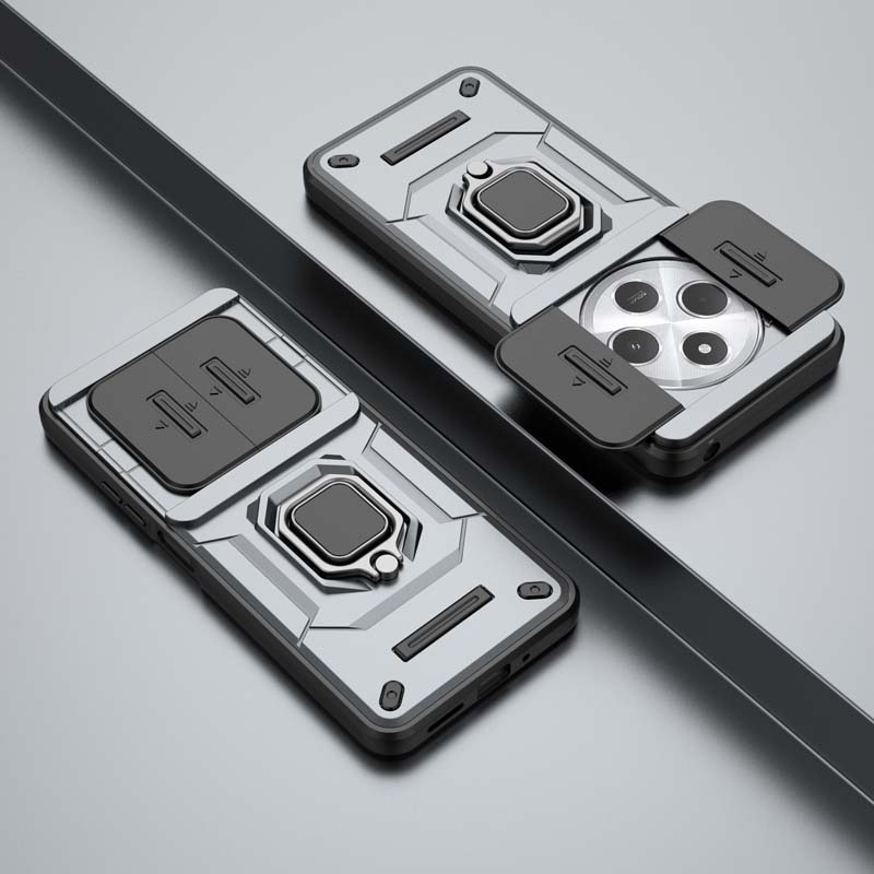 

Ring Holder Battle Bear Phone Case for Redmi 14C 13C A3 Xiaomi 14 Pro Ultra 14T Magnetic Suction Push Window Protective Cover Redmi 14C 4G серый