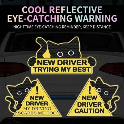 1 Set Self-Adhesive Warning Decal Reflective Reflective Sticker New Driver Sign  Beginner Drivers