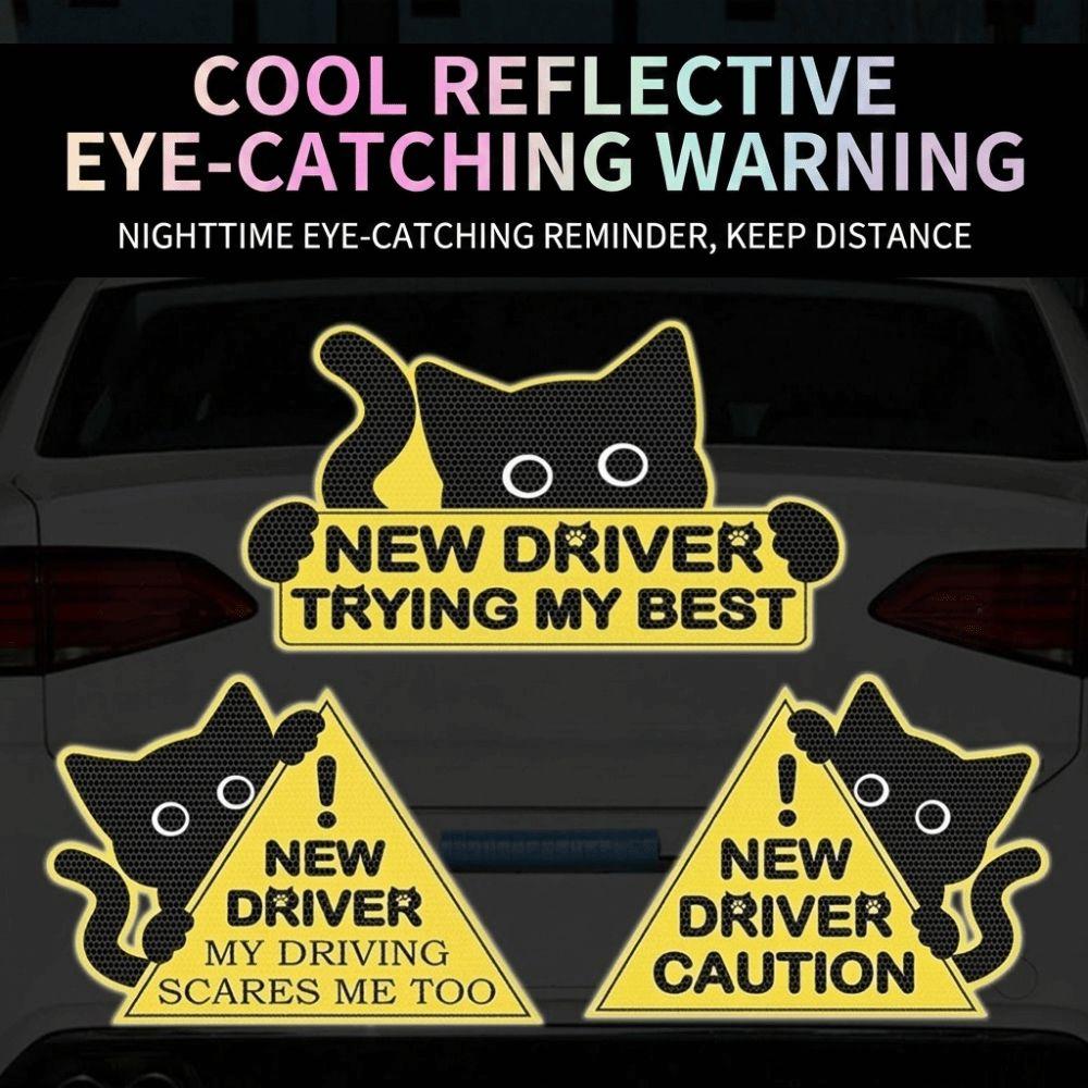 1 Set Reflective Car Sticker Waterproof Vinyl Reflective Sticker Novelty Warning Decal Road Safety