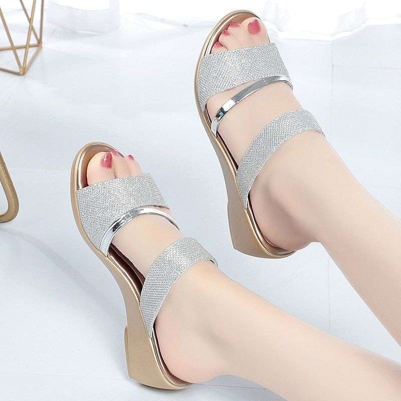 Real soft leather sandals soft platform 2025 new comfortable cool slippers mother summer versatile fashion wedge heel women's shoes