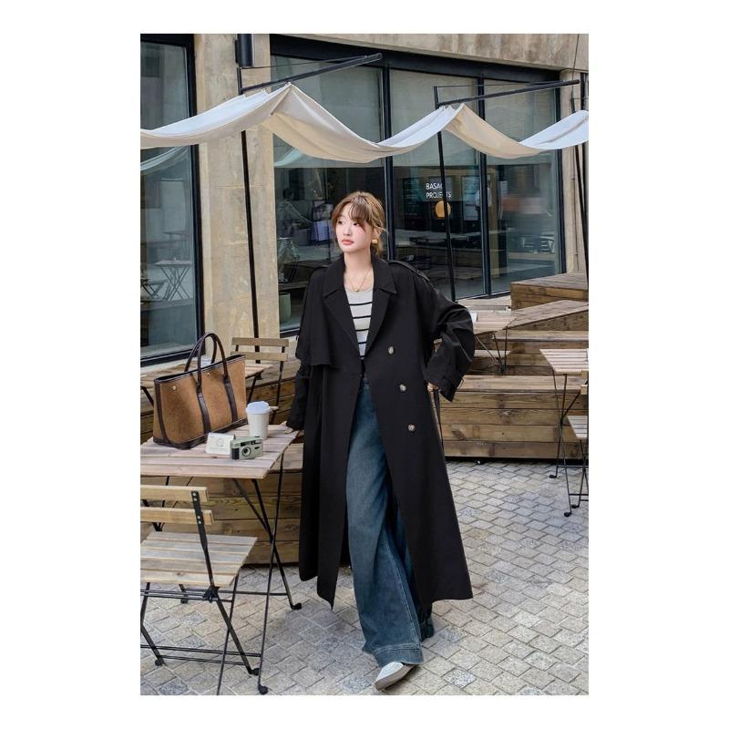 

Коричневый длинный плащ-тренч, женское новое весенне-осеннее повседневное пальто в британском стиле XL