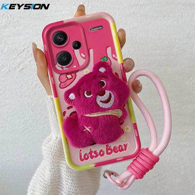 KEYSION Cute 3D Cartoon Plush Case for Redmi Note 13 Pro+ 5G Lanyard Silicone Shockproof Phone Cover for Redmi Note 13 Pro+