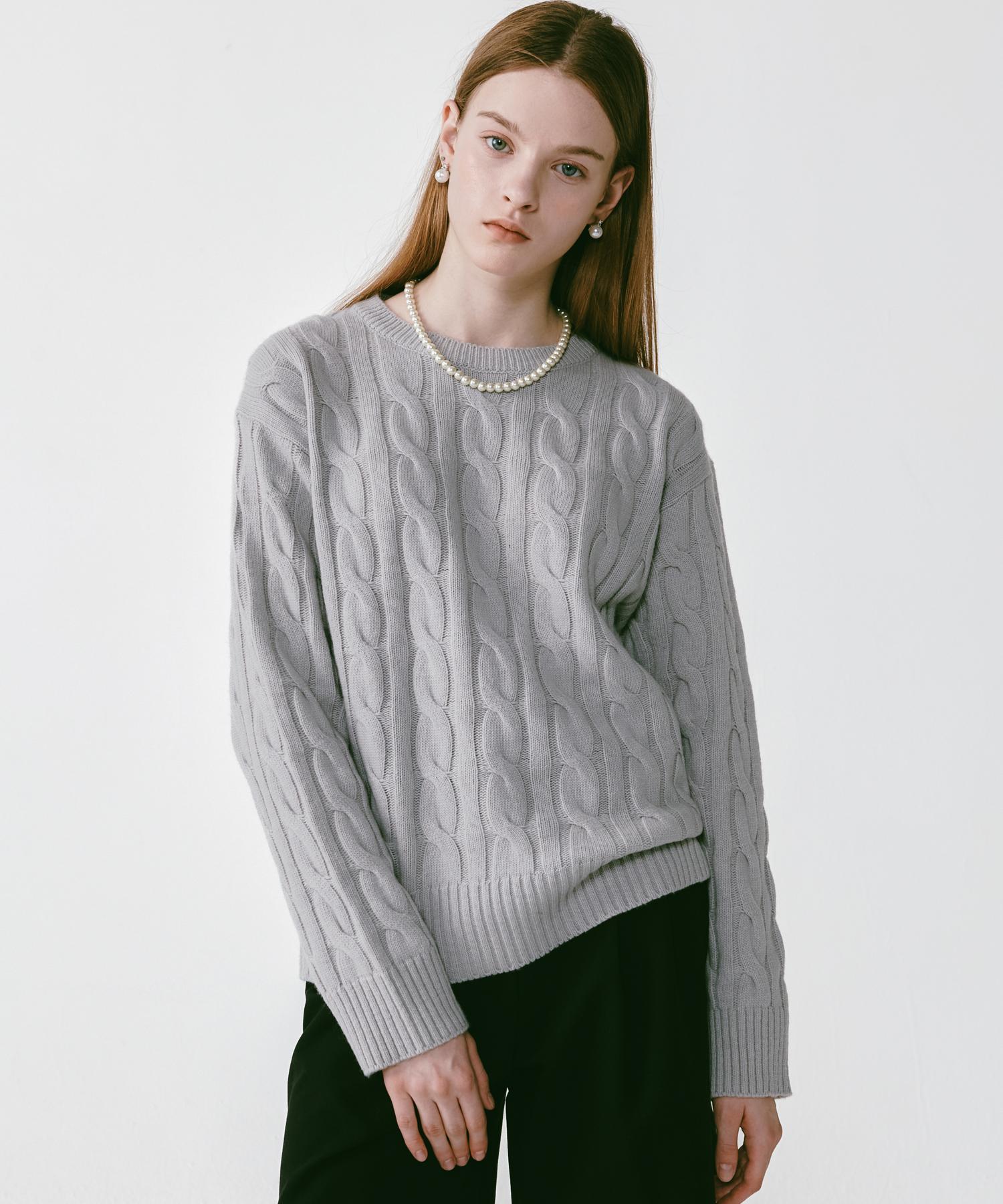 Rosiro Round Cable Knit [Grey] M