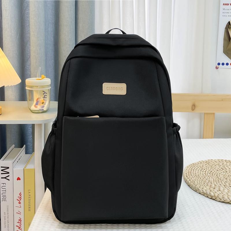 Women Solid Color Backpack Large Capacity Student Schoolbag Computer Backpack