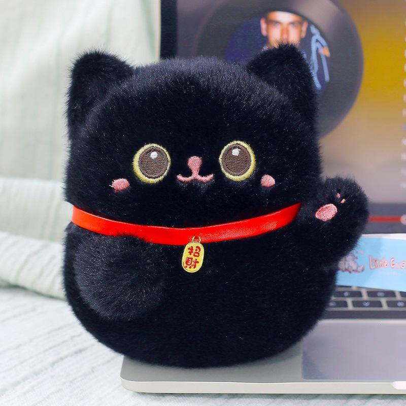 Kawaii Lucky Cat Plush Toy - Cute Cartoon Doll Office Ornament