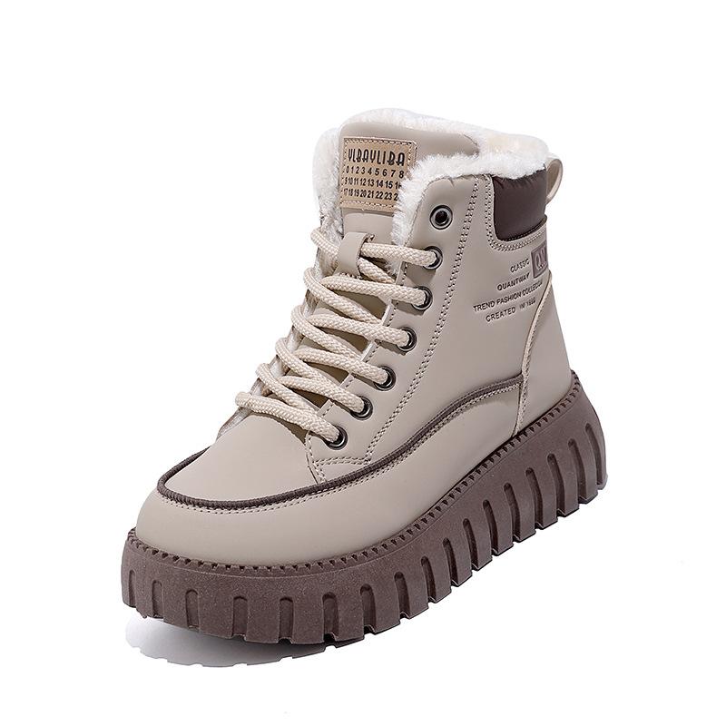 ins trendy velvet Martin boots for women 2025 winter new casual platform student warm high-top cotton shoes for women 2816