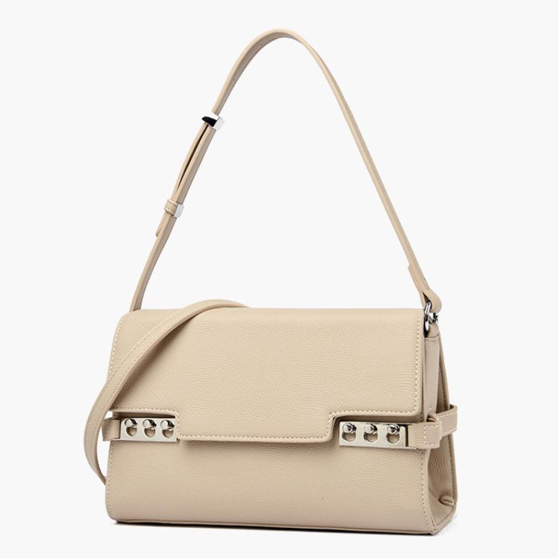 PU Premium Luxury Women's Shoulder Bag Spring New Fashion Rivet Accessories Female Sling Bag Simple Solid Color Lady Crossbody Bag for Party Daily Use