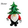 Decorative Colorful Glass Tree Christmas Figurine, Handmade Santa Deer Desk Decor, Unique Desktop Gift Miniature Holiday Tabletop Ornament for