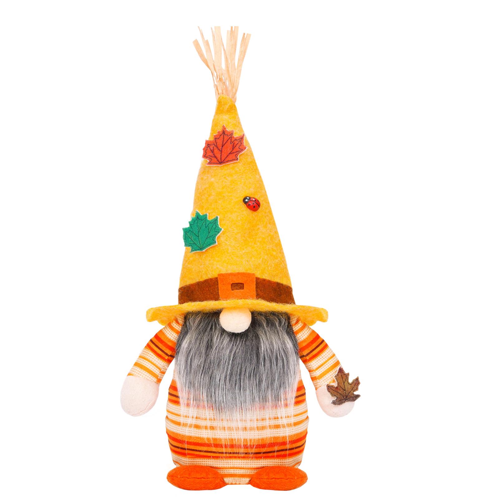 Thanksgiving Faceless Doll with Maple Leaf Scarecrow Ornaments for Autumn Hanging Décor