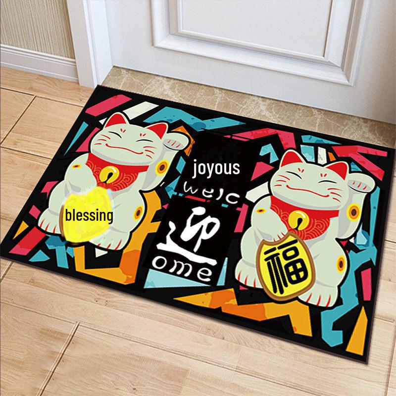 

Праздничный красный мультяшный ковер в китайском стиле для прихожей - Впитывающий придверный коврик 40x60 cm