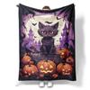 Halloween Cat Pumpkin Monster Printed Blanket for Sofa Bed Travel Camping Living Room Office Conditioning Blanket