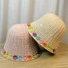 Crochet Bucket Hat with Flower Decals Summer Spring Bucket Hat Crochet Floppy Hat for Adult Teen Hat Knitted Sun Hat