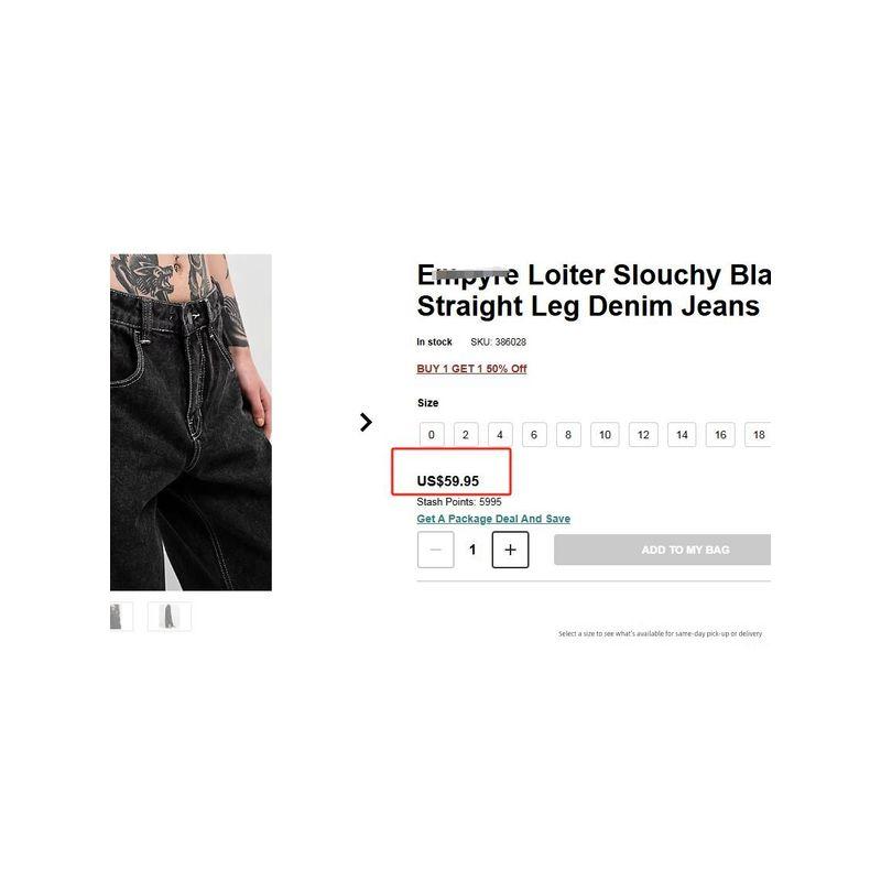 Original Single EMP * YRE Loiter High Waist Black Mineral Wash Embroider Contrast Color Stitching Loose Straight-leg Denim