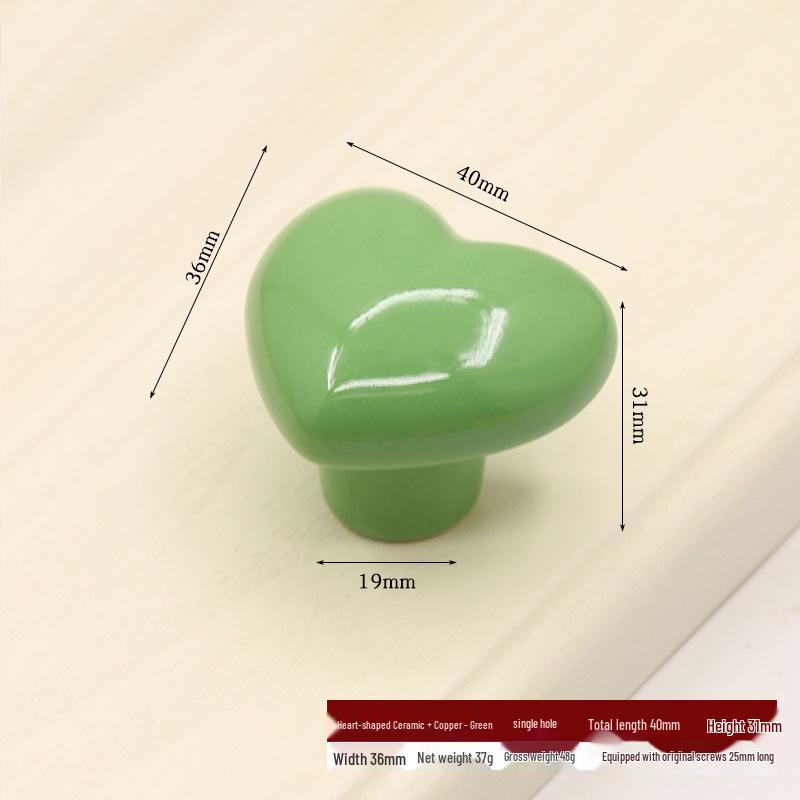 Colorful Heart-Shaped Ceramic Drawer Handle