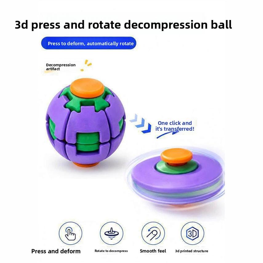 Product: Press-and-rotate Ball Creative Educational Stress-relief Toy 3d-printed Portable Fidget Spinner Stress-relief Gadget
