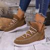Women's Plus Size Fashion Minimalist Mid Calf Snow Boots Winter Fleece Lined Warm Korean Style Cotton Shoes