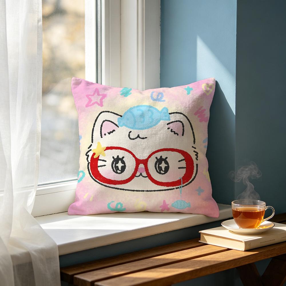 Cartoon FFish Lover Cat Cushion Cover Cushion Cover Set Pcs x x x Pillowcase Decorative Sofa Home Decor