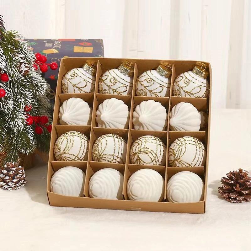 16pcs 6cm Wine Red Christmas Ball Ornaments Dark Green Pink Flocking Christmas Tree Party Decoration Christmas Spheres Pendant