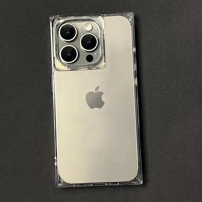 The Most Luxury Square Frame Clear Siicone Shockproof Case For iPhone 16 15 14 13 12 11Pro Max Crystal I Cube Soft Armor Cove