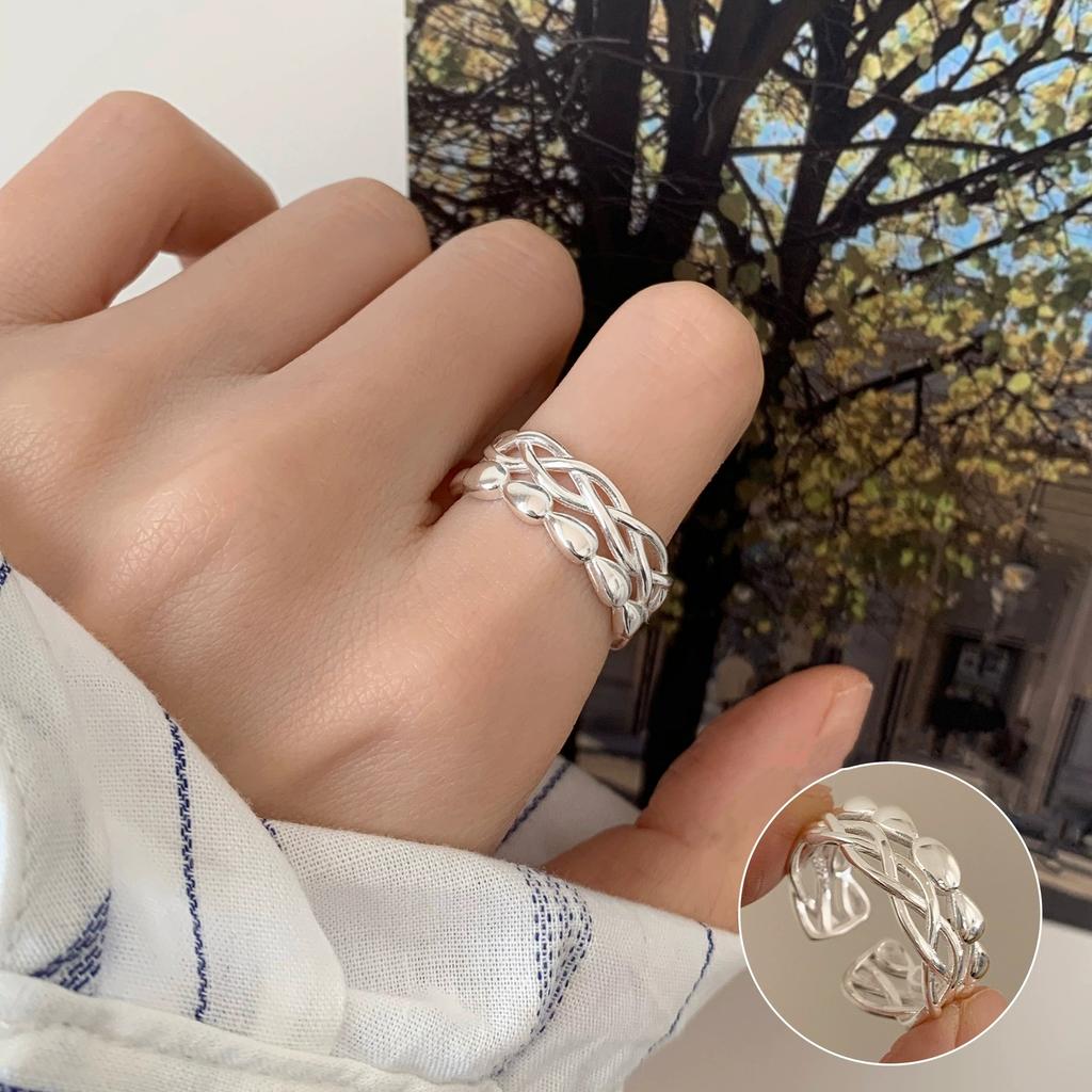 VENTFILLE 925 Sterling Rings for Women Fashion Geometric Handmade Irregular Line Ring Party Birthday Gift Dropshipping