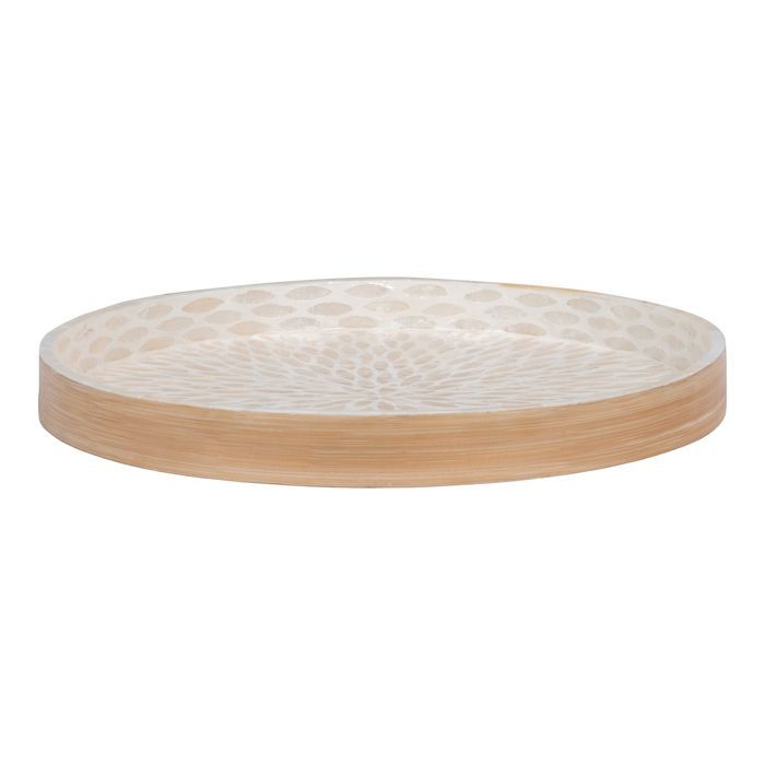 Bamboo and Beige Tray 40 X 40 X 35 Cm