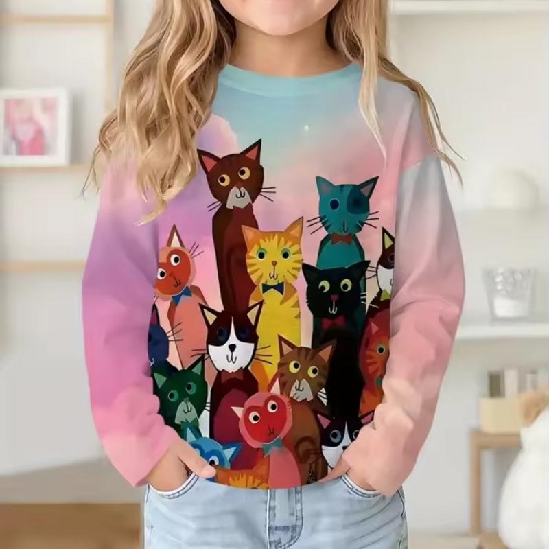 

Унисекс Детский Мультяшный Принт Милый С Длинным Рукавом Мягкий Удобный Топ 170