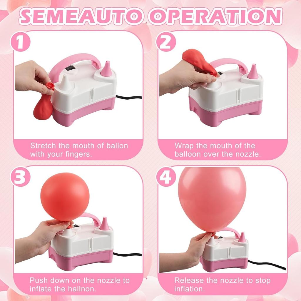 Electric Balloon Pump Kit, Dual Nozzle Air Pump for Balloon Inflator, Balloon Blower Inflator for Party, Birthday, Wedding Balloon Decoration, Include
