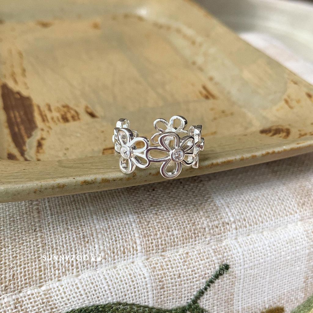 Korean Sweet Floral Open Adjustable Ring for Women - Elegant & Trendy