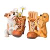 Small Dog Boot Figurine with Holder for Shelf and Desk Decoration, Home Accent for Window Side Placement Use Indoors