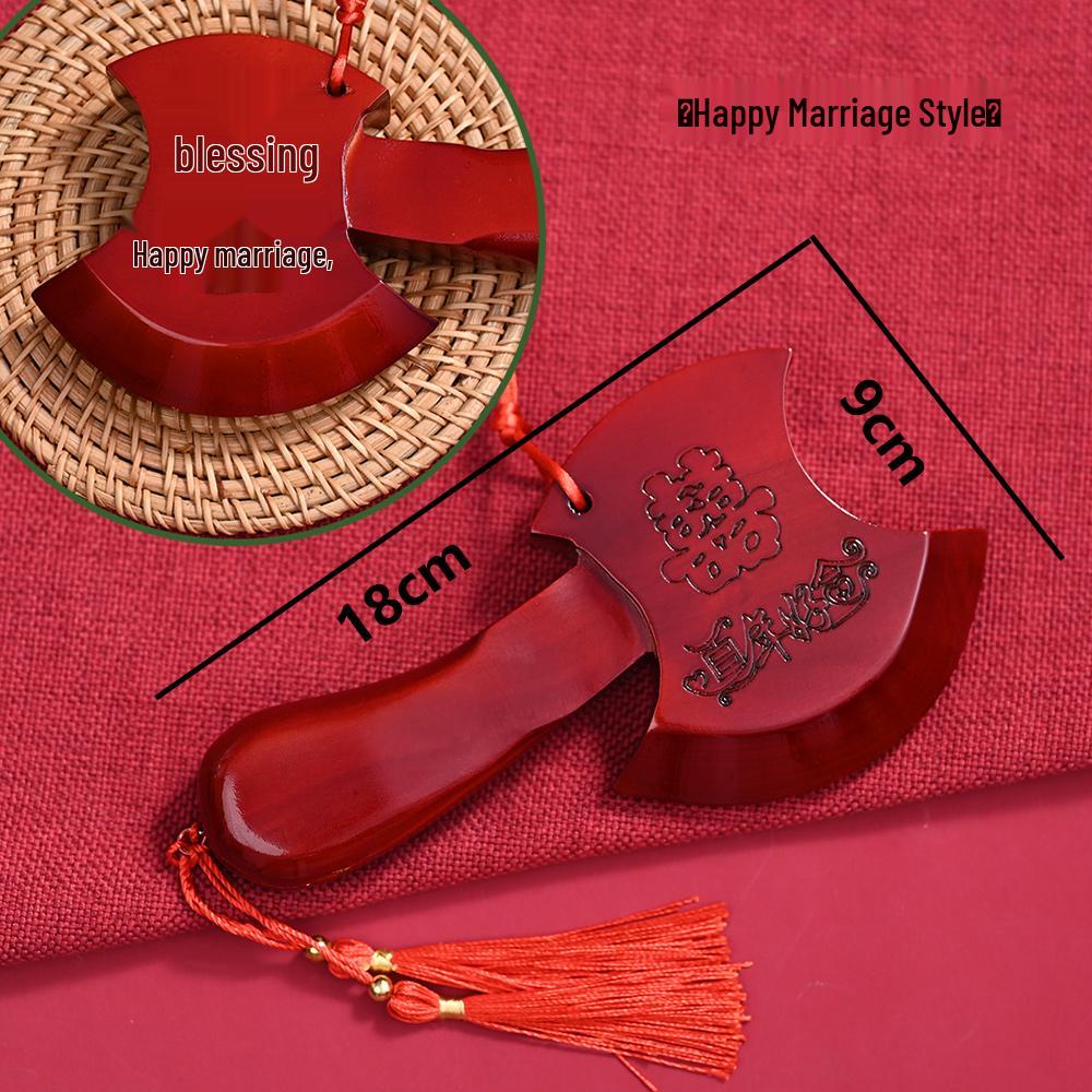Red Peach Wood Axe Pendant: Wedding, Fortune, and Housewarming Blessings