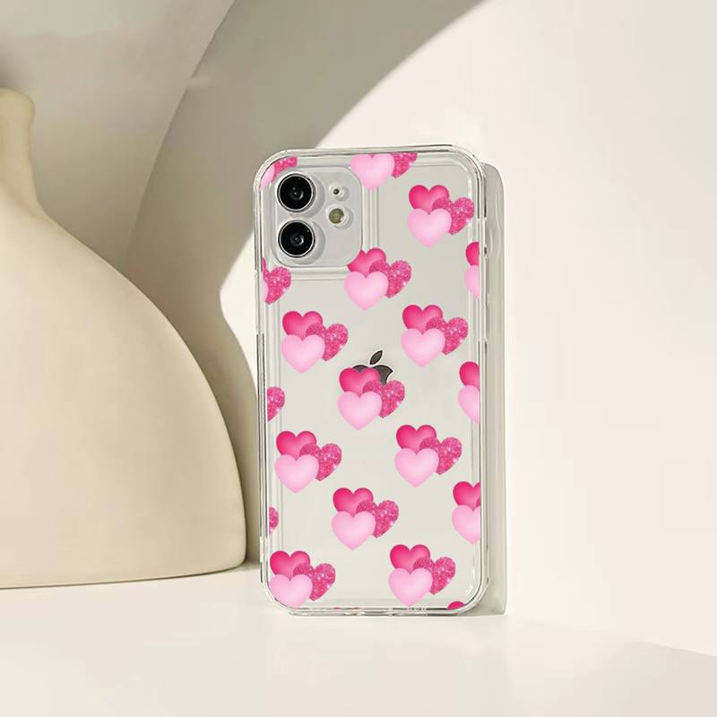 Loving Heart Ripple Phone Case For Iphone 11 12 13 14 Pro Max 7 8 Plus X Xr Xs Max Se 2020 Mini Transparent Case