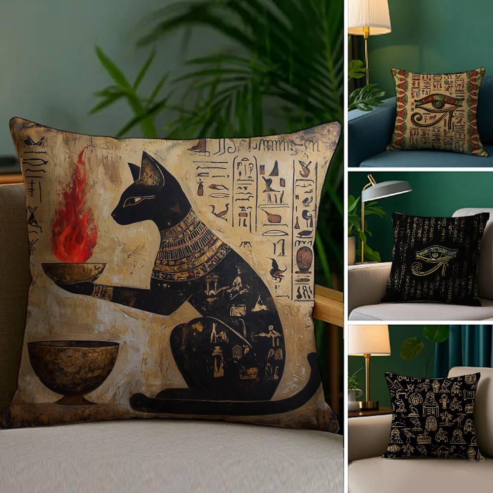 Classic Ancient Egyptian Pillow Case Plush Fabric Soft Double Sided Print Sofa Cushion Cover Throw Pillow Covers