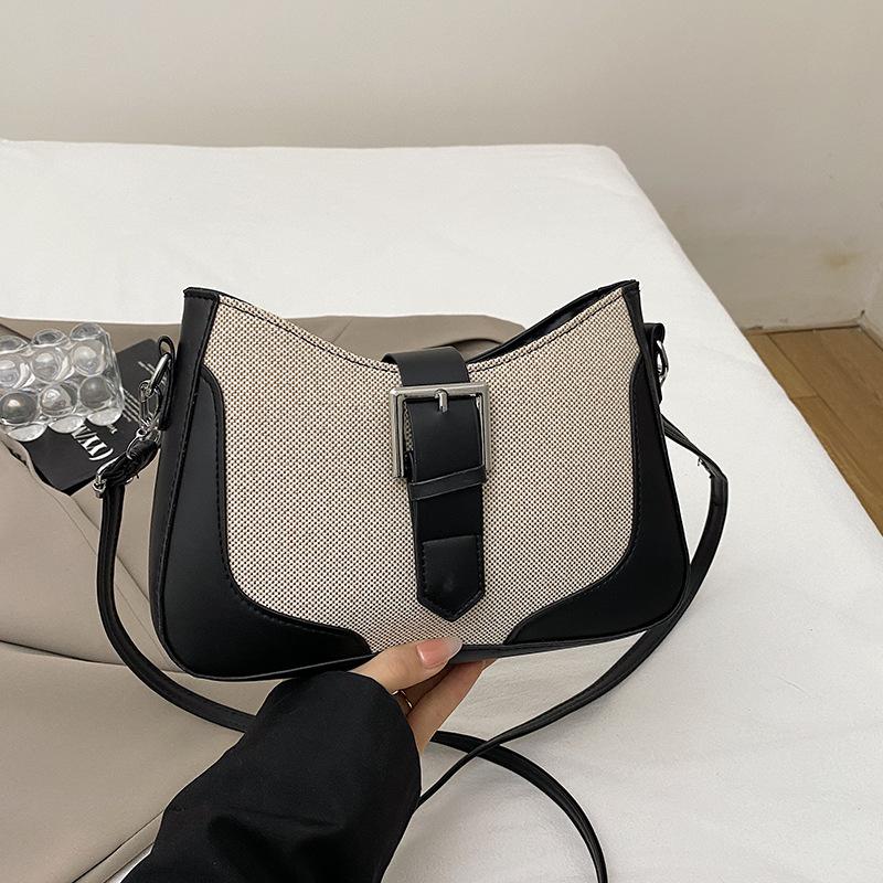 Korean version of fashion contrasting color portable small square bag women's 2025 spring new light luxury foreign style shoulder bag high sense armp