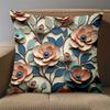 1 Pieces Floral 2D Printed Pillow With Peach And Blue Flowers Polyester pillowcase, sofa decorative cushion cov Headboard Pillow