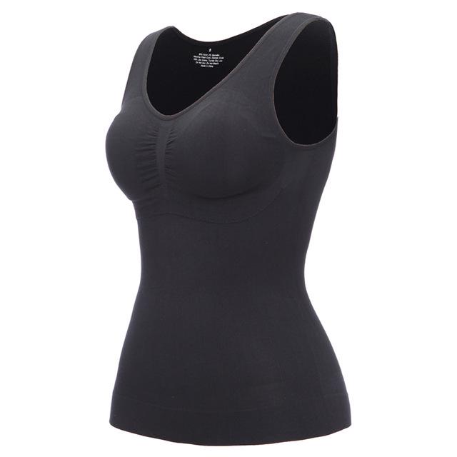 Genie Wirefree Body Shaper Cami with Pads - Tummy Control Sports Vest