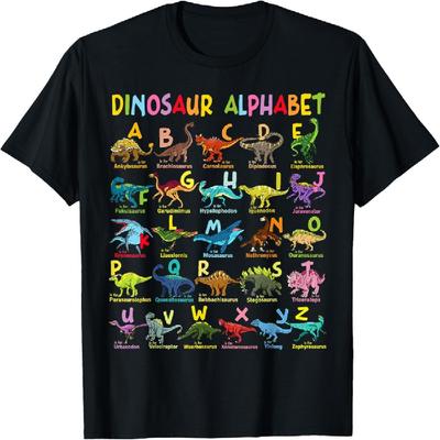 Types de Dinosaures Alphabet A-Z ABC Dino Identification T-Shirt