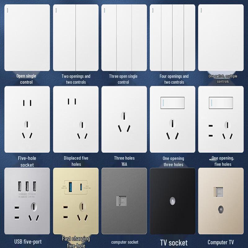 Jukai 86-Type Slanted 5-Hole Wall Socket Panel