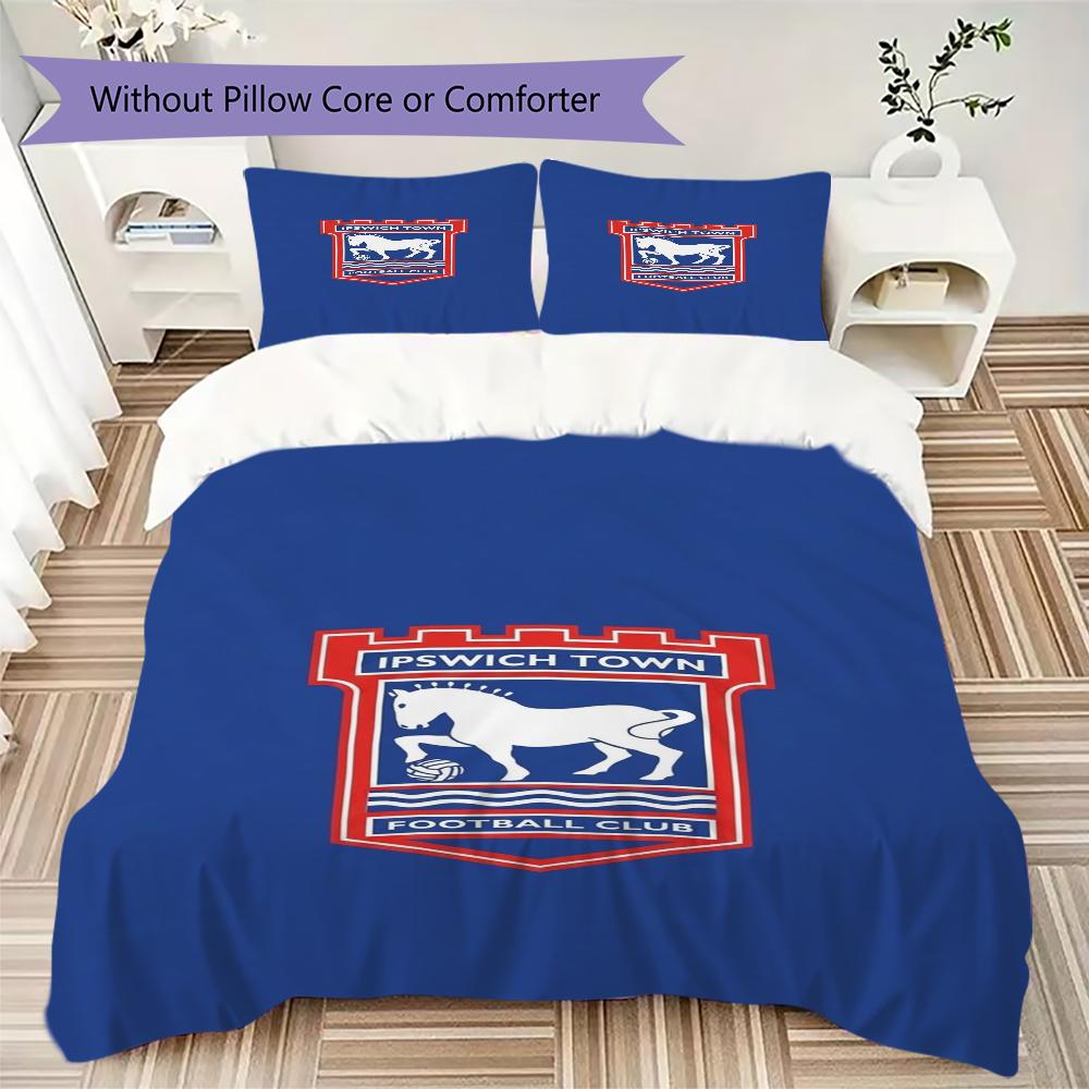 Ipswich Town FC Pattern Bedding uilt Set uilt Cover Pillowcase Home Decoration Birthday Gift (1 * duvet cover + 2 * pillowcase without core)