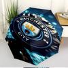 Manchester City FC Aufdruck Automatischer Öffnungs-Schließ-Regenschirm, Tragbarer Faltregenschirm, für den Außenbereich, Pendeln, Campingausflug, Ideales Geburtstagsgeschenk