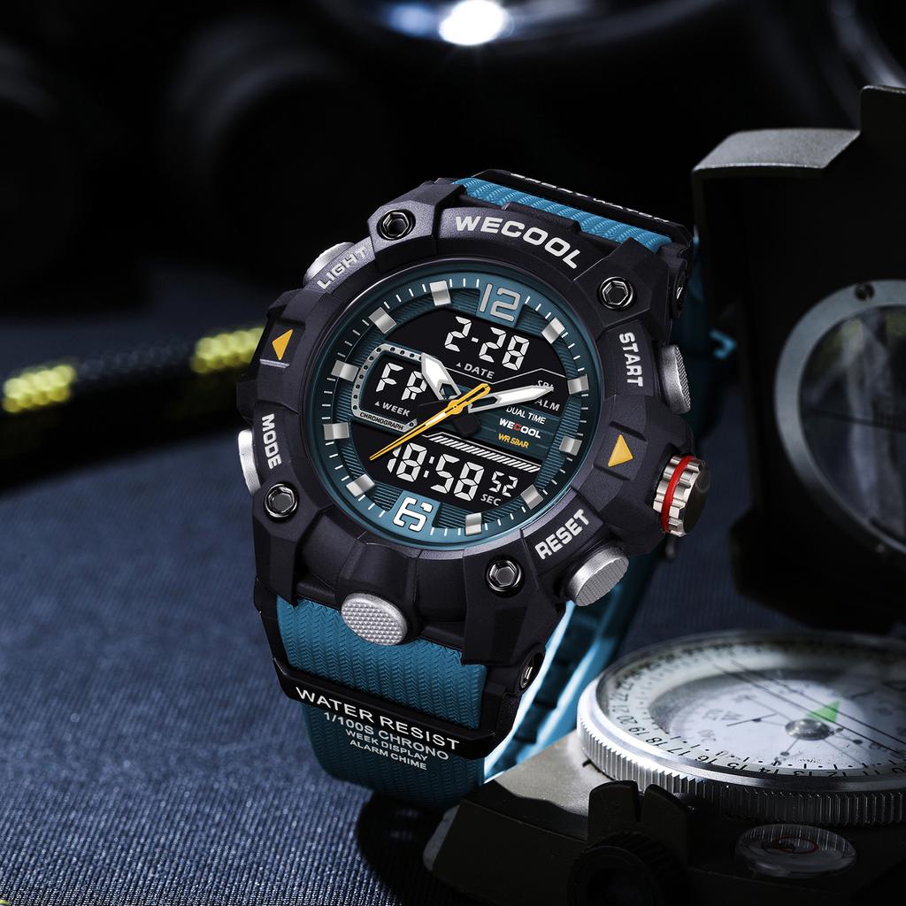  Brand Dual Display Digital W-820 50M Waterproof Alarm Clock Luminous Fashion business Quartz Sport WristwatcWatch For Man