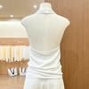 Korean Style Brown Sleeveless Backless Halter Vest - Slimming Solid Chic Women's Top for Summer 2026