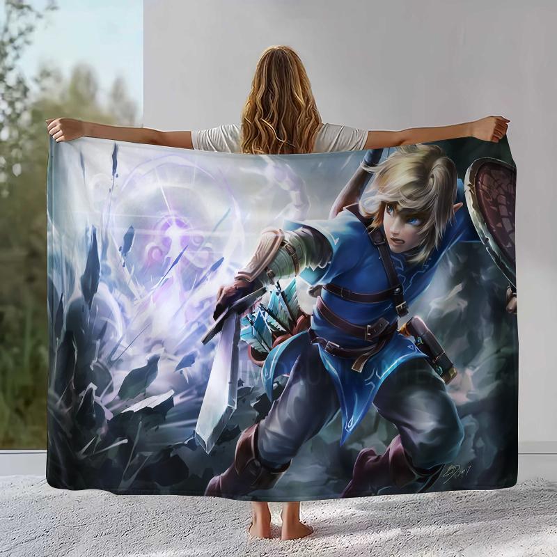 Retro Z-Zelda Cartoon Link Games Flannel Blanket,Ultra Soft Warm Plush Throw for Home Bedroom Bed Sofa Cover Camping Picnic Kid