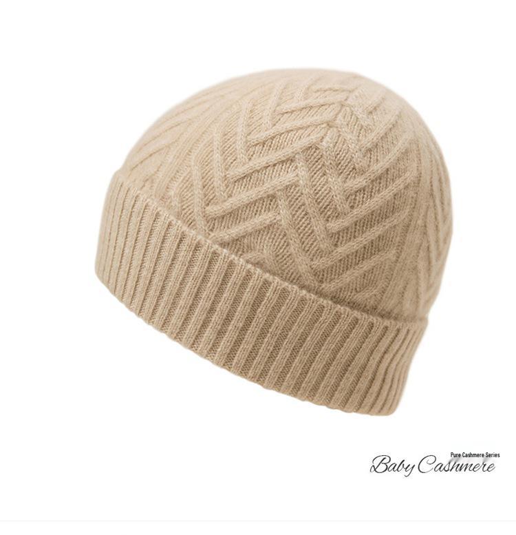 Kang Sai Ni Women's 100% Pure Cashmere Knitted Hat – Warm, Thick, and Perfect for Autumn/Winter Outdoors.